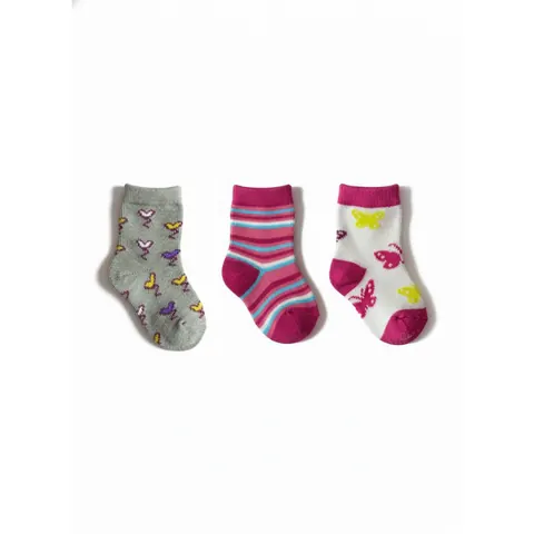 Meristanbul Baby 3'lü Kız Bebek Çorabı – Kelebek, Balon, Çizgili – görsel 5